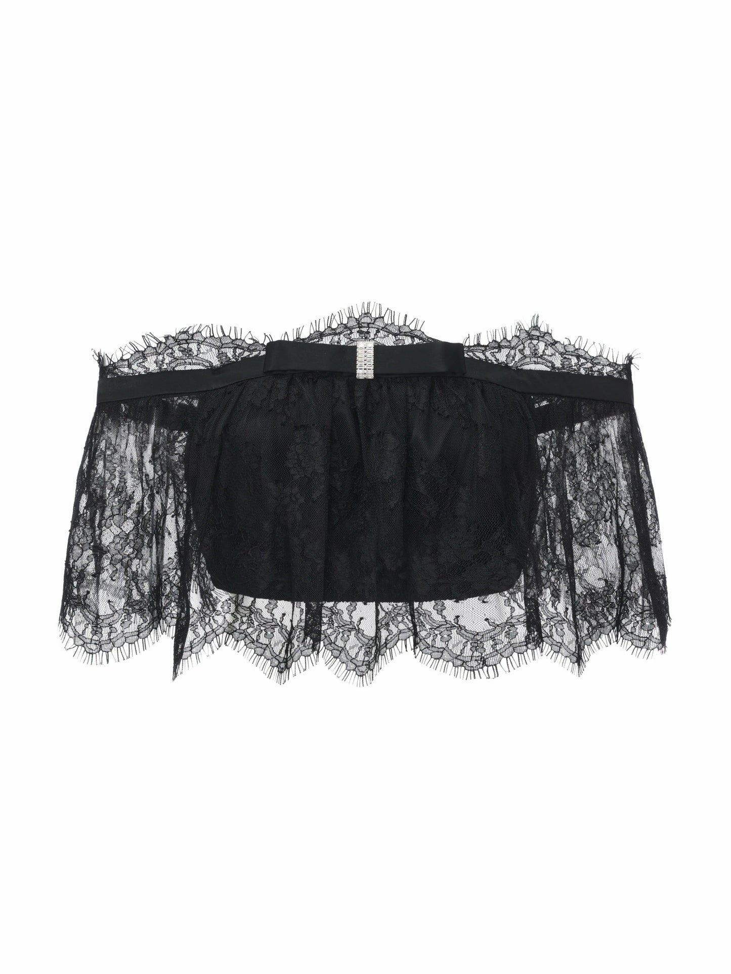 Nana Jacqueline Alexandra Off-Shoulder Lace Black Top Black