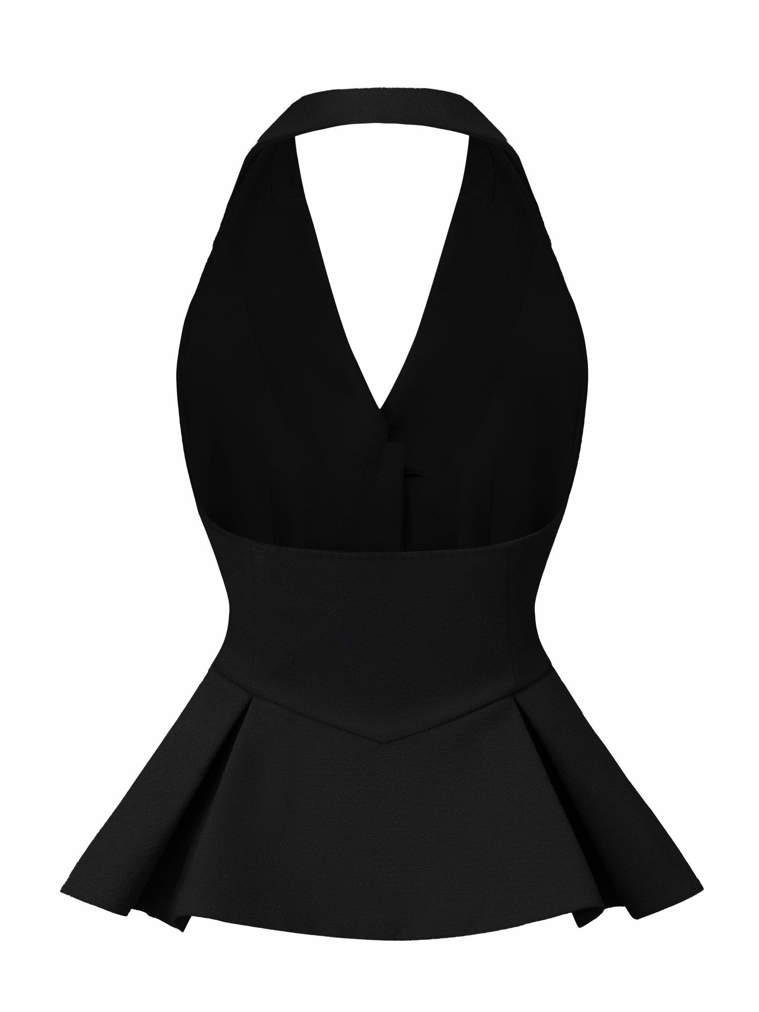 Nana Jacqueline Camille Crystal-Button Black Peplum Vest: Black Vest for Evening Cocktails Black
