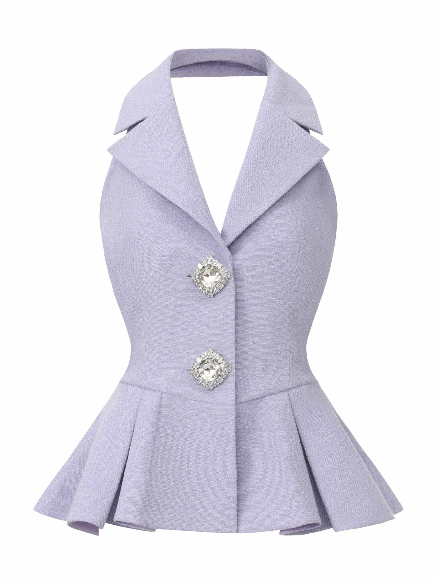 Nana Jacqueline Camille Crystal-Button Purple Peplum Vest: Purple Vest for Bridal Shower Purple