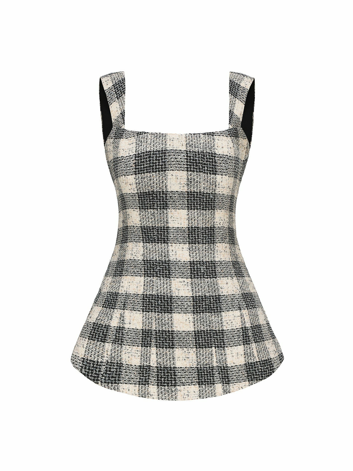 Nana Jacqueline Anabella Bow Top: Black Checkered Top for Brunch Black Checkered
