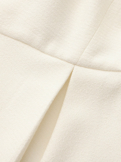 Nana Jacqueline Camille Crystal-Button White Peplum Vest: White Vest for Bridal Shower White