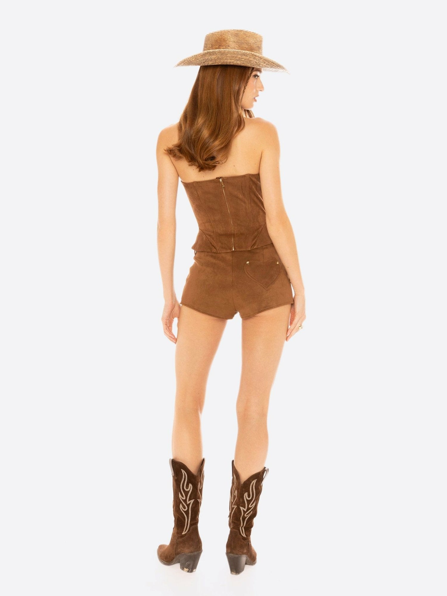 Nana Jacqueline Sienna Suede Top: Brown Corset Top for Date Night Brown