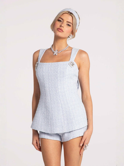 Nana Jacqueline Anabella Bow Top: Blue Top for Brunch Blue