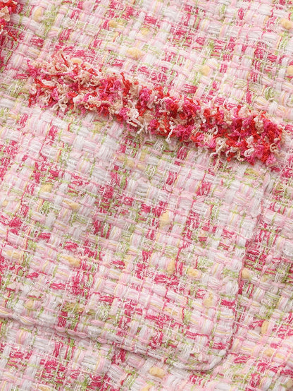 Nana Jacqueline Bianca Metallic-Woven Tweed Pink Jacket: Pink Jacket for Bridal Shower Pink