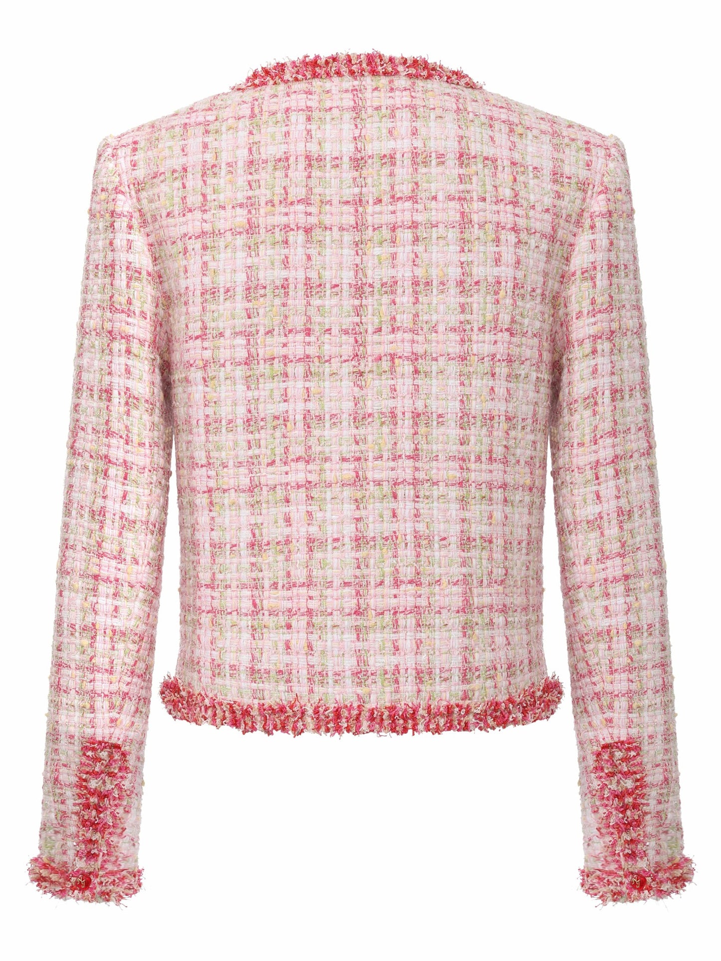 Nana Jacqueline Bianca Metallic-Woven Tweed Pink Jacket: Pink Jacket for Bridal Shower Pink