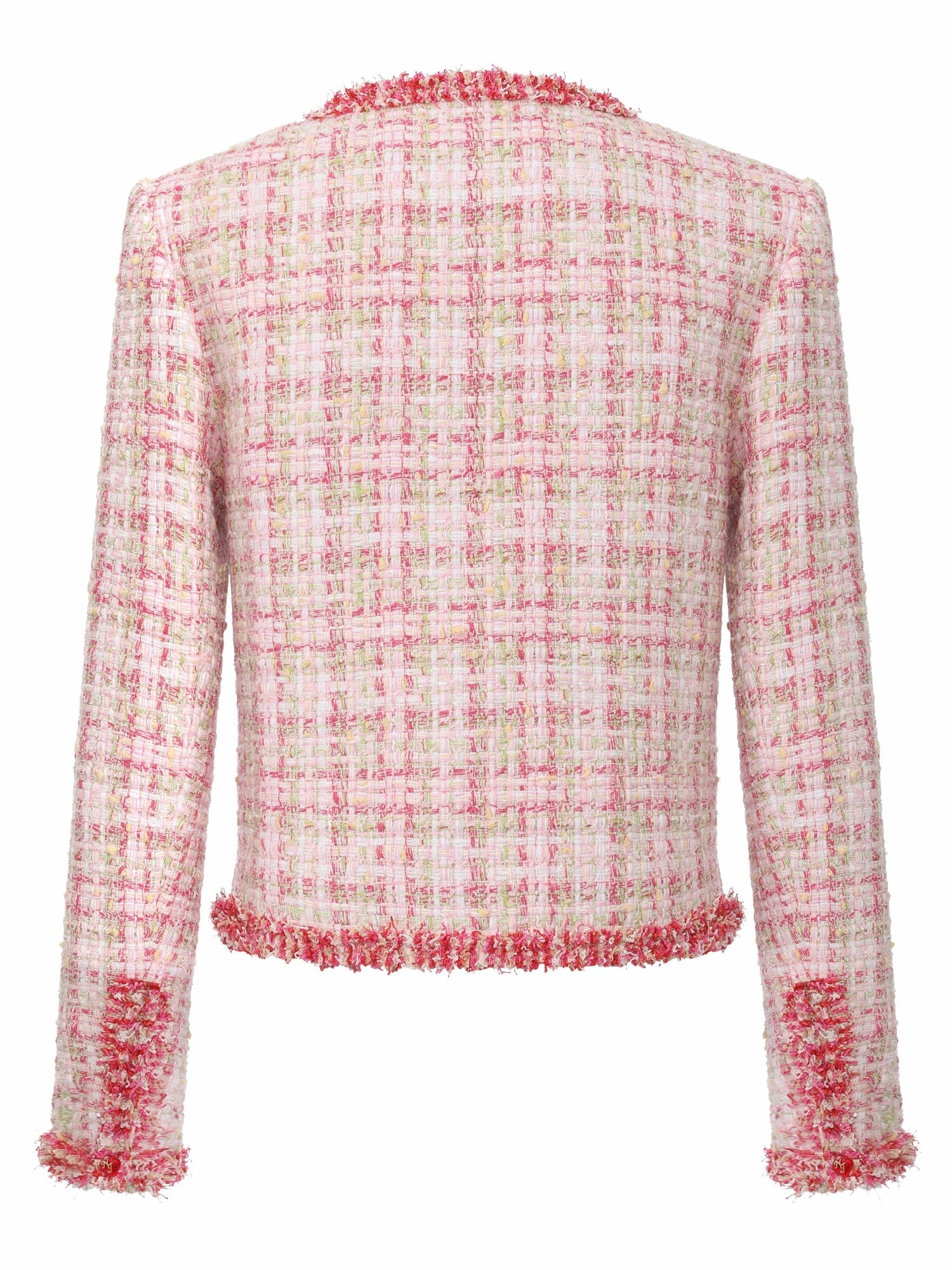 Nana Jacqueline Bianca Metallic-Woven Tweed Pink Jacket: Pink Jacket for Bridal Shower Pink