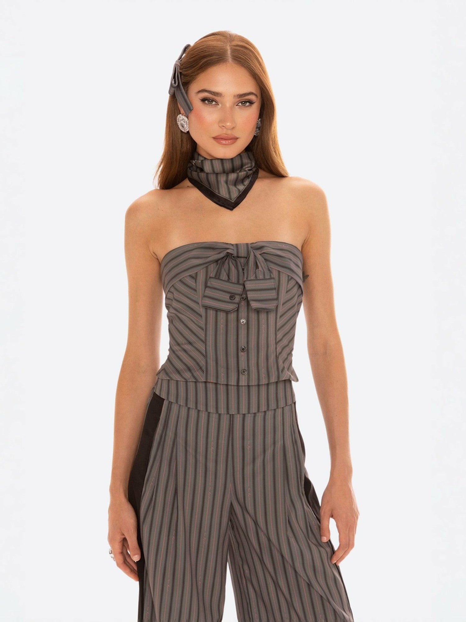 Nana Jacqueline Amber Top: Gray Strapless Top for Date Night Gray