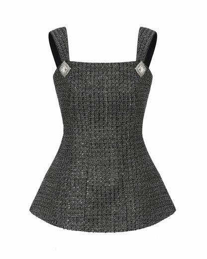 Nana Jacqueline Anabella Bow Top: Black Silver Top for Cocktail Party Black & Silver