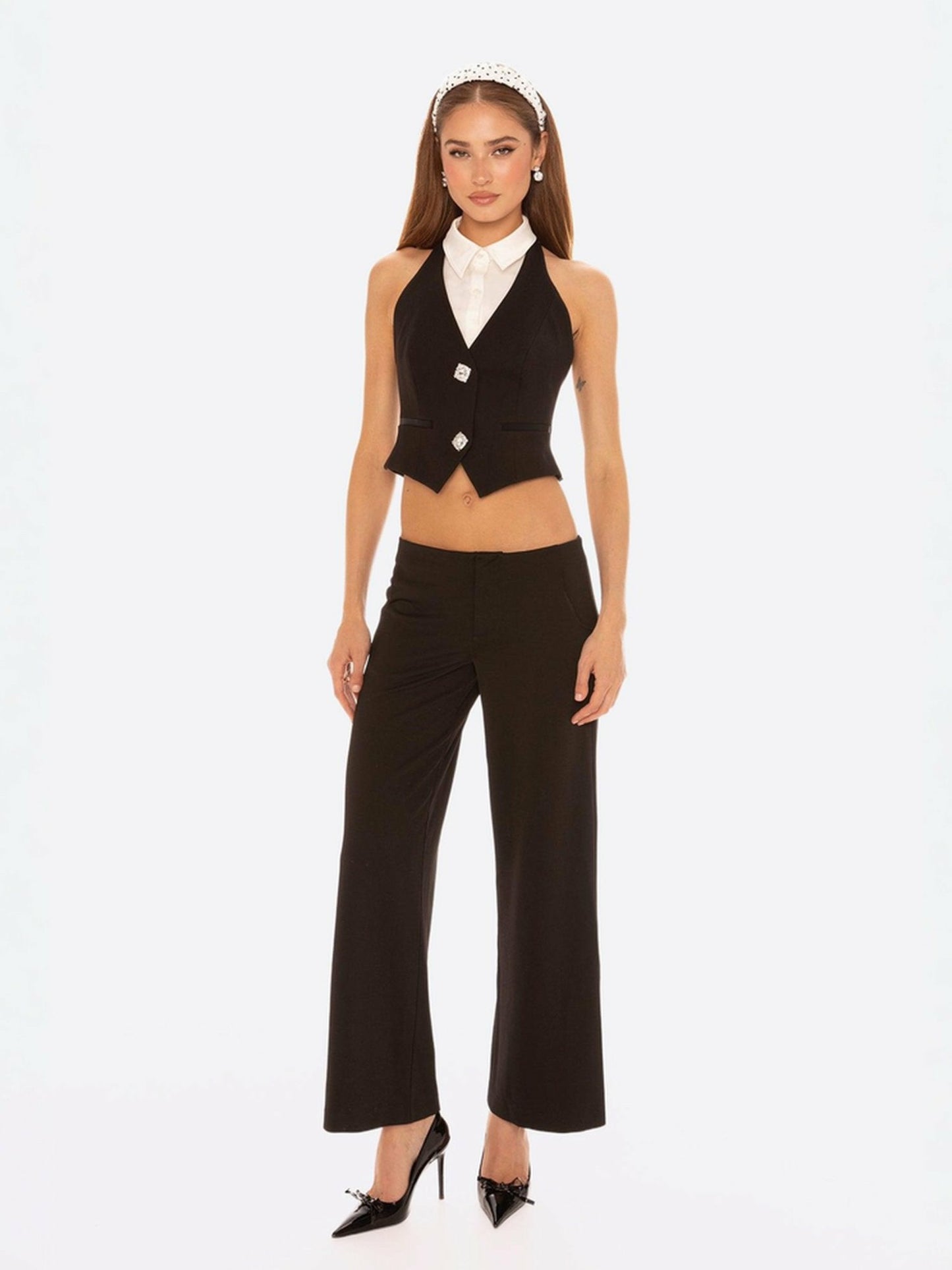 Nana Jacqueline Anya Vest Top: Black Vest Top for Date Night Black