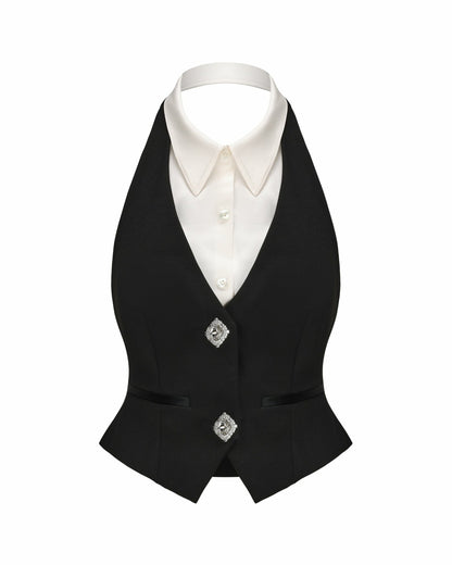 Nana Jacqueline Anya Vest Top: Black Vest Top for Date Night Black