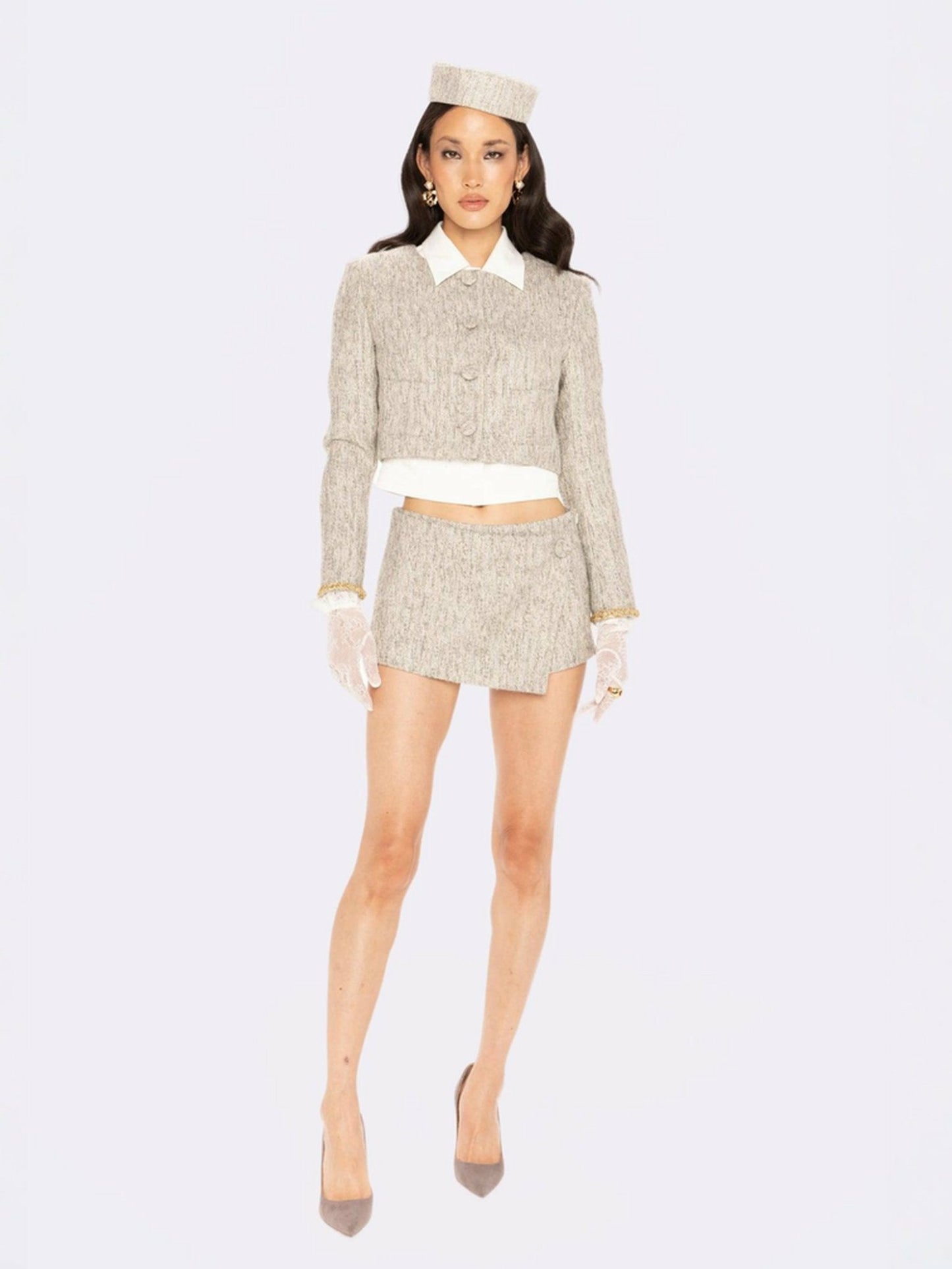Nana Jacqueline Francesca Cropped Coat: Gray Cropped Coat for Brunch Gray