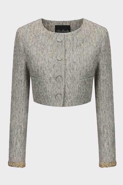 Nana Jacqueline Francesca Cropped Coat: Gray Cropped Coat for Brunch Gray