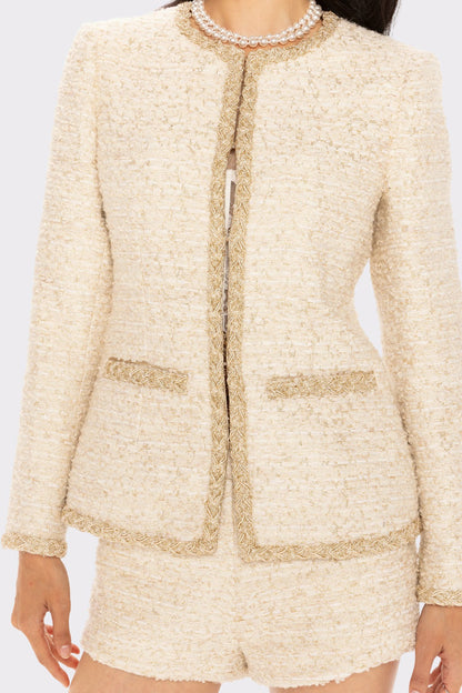 Nana Jacqueline Evelyn Tweed Jacket: White Jacket for Bridal Shower White