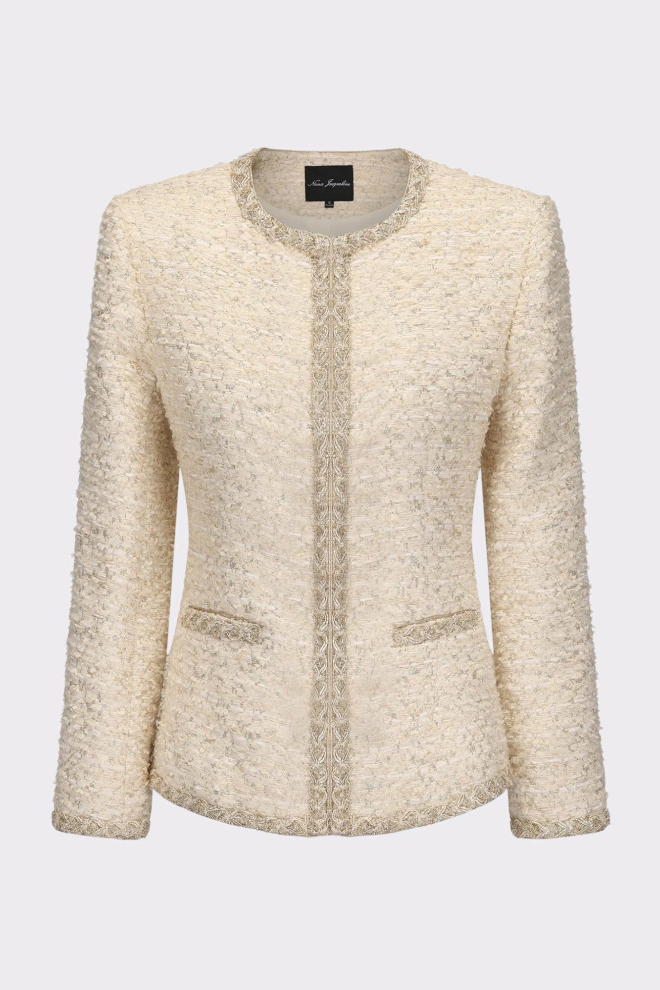 Nana Jacqueline Evelyn Tweed Jacket: White Jacket for Bridal Shower White