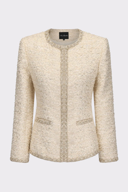 Nana Jacqueline Evelyn Tweed Jacket: White Jacket for Bridal Shower White