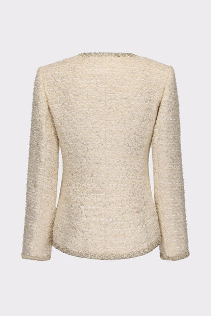 Nana Jacqueline Evelyn Tweed Jacket: White Jacket for Bridal Shower White