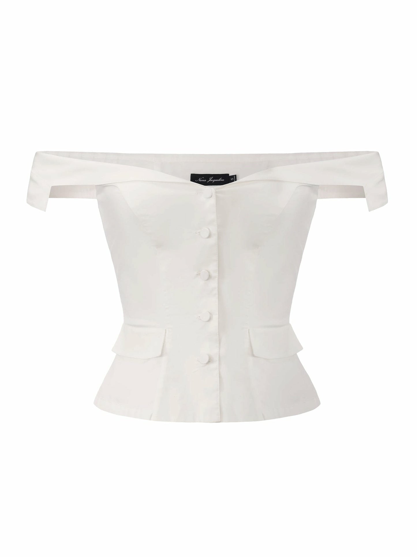 Nana Jacqueline White Tailored Off-Shoulder Cropped Top White