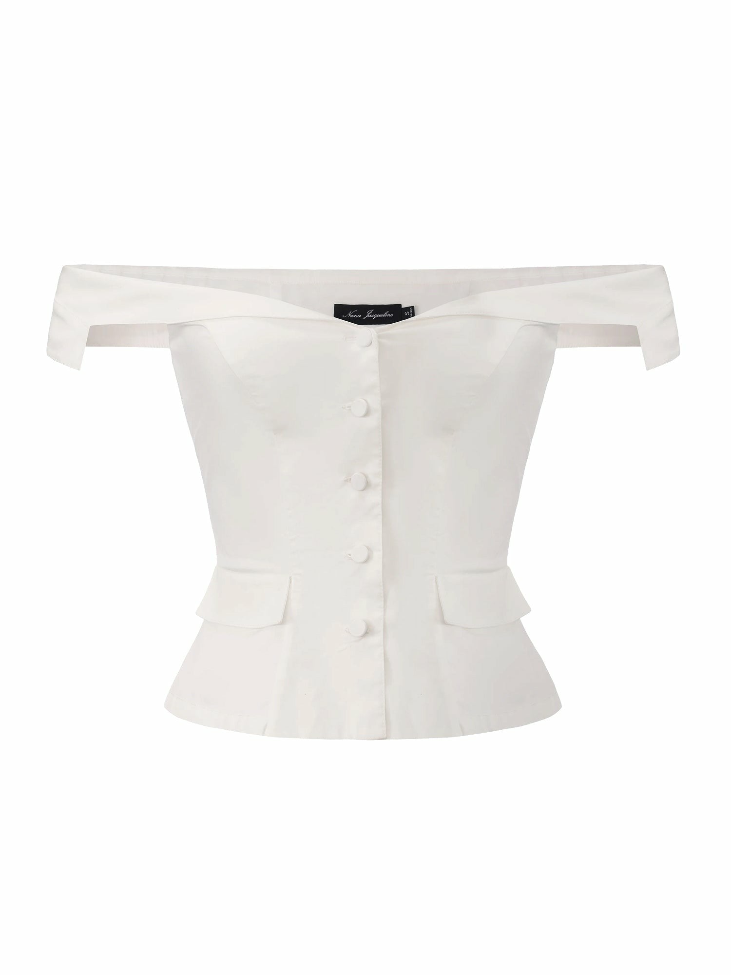 Nana Jacqueline White Tailored Off-Shoulder Cropped Top White