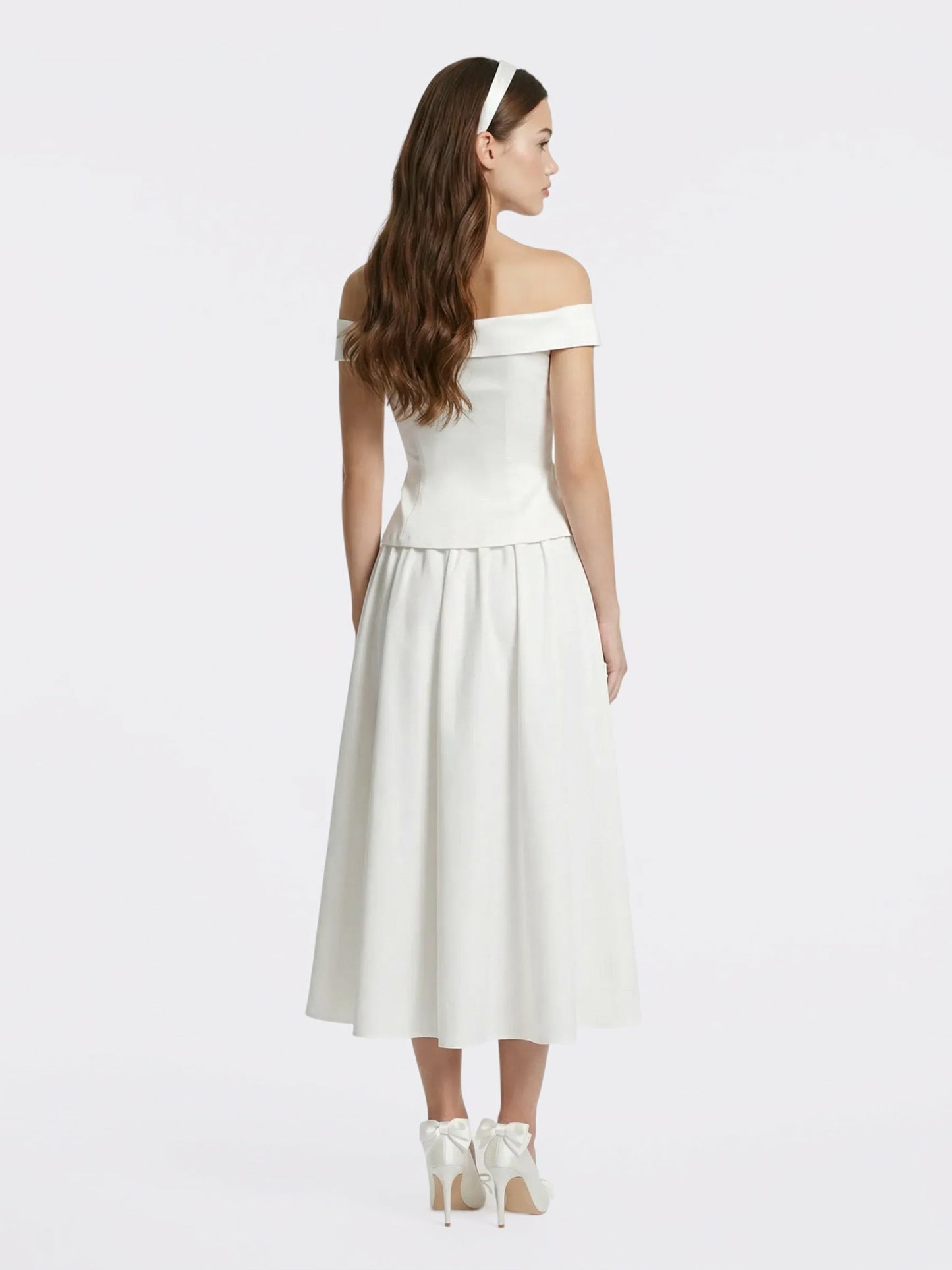 Nana Jacqueline White Tailored Off-Shoulder Cropped Top White