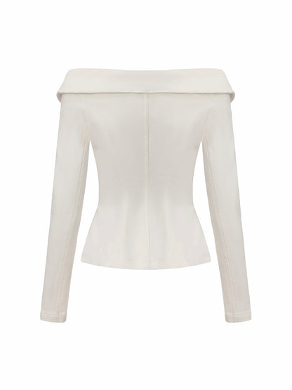 Nana Jacqueline White Denim Double-Breasted Tailored Top White