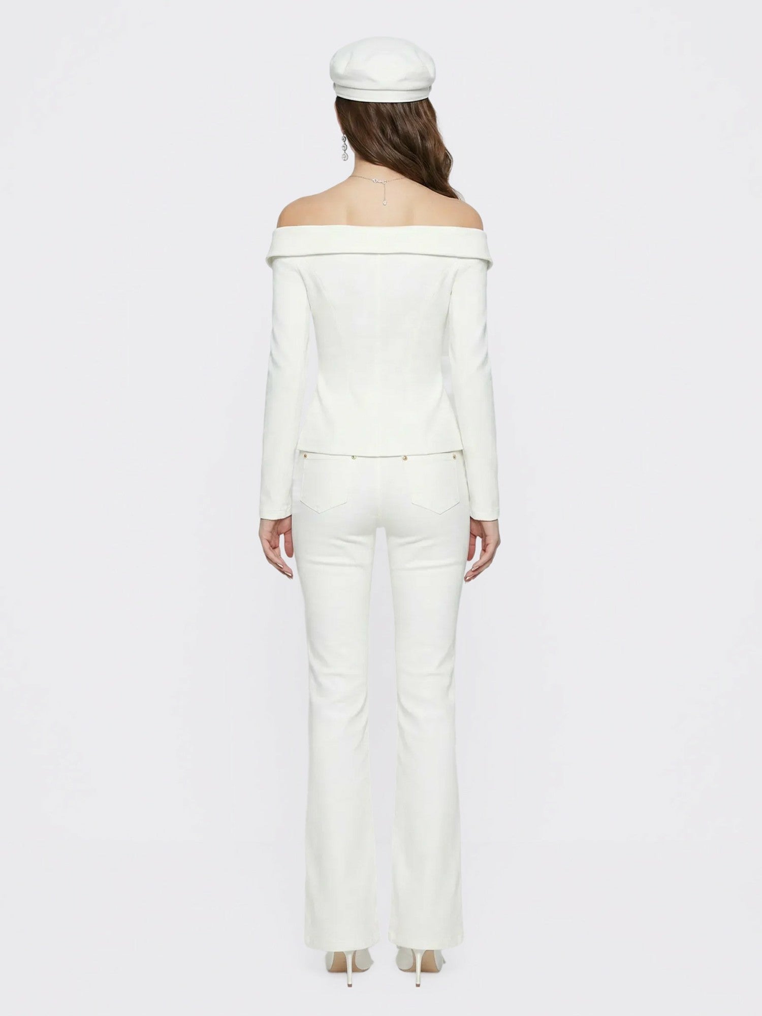 Nana Jacqueline White Denim Double-Breasted Tailored Top White