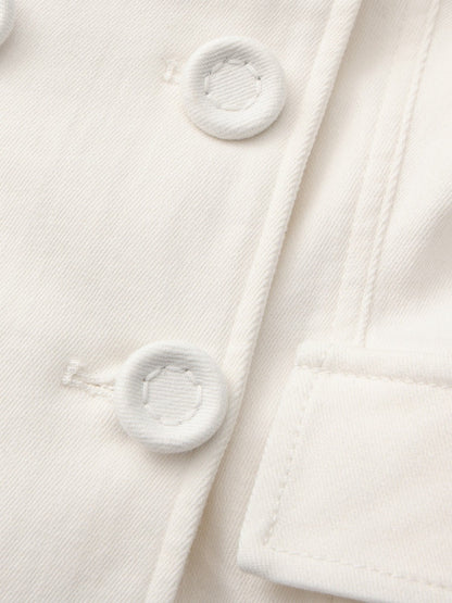Nana Jacqueline White Denim Double-Breasted Tailored Top White