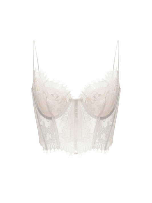 Nana Jacqueline Audrina Lace Top: White Lace Top for Bachelorette Party White