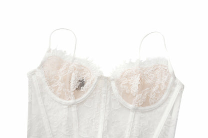 Nana Jacqueline Audrina Lace Top: White Lace Top for Bachelorette Party White