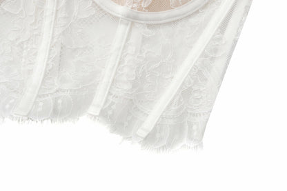Nana Jacqueline Audrina Lace Top: White Lace Top for Bachelorette Party White