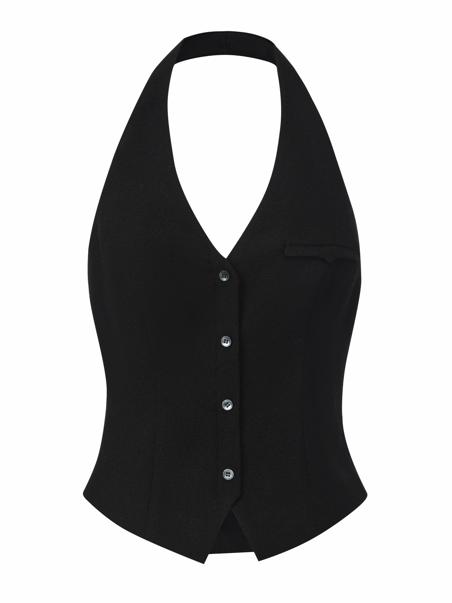 Nana Jacqueline Amara Tailored Halter Black Vest: Black Vest for Cocktail Party Black