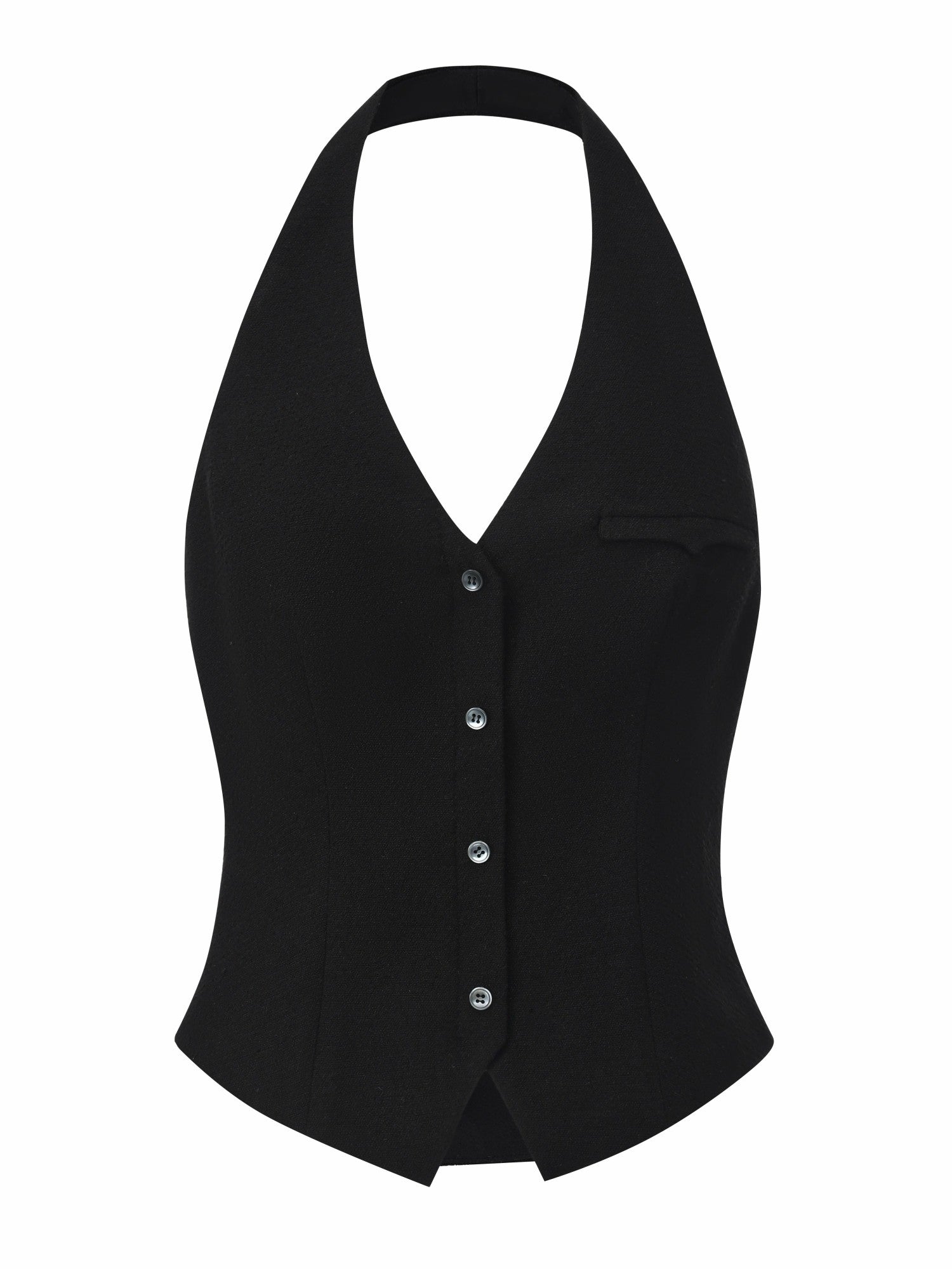 Nana Jacqueline Amara Tailored Halter Black Vest: Black Vest for Cocktail Party Black