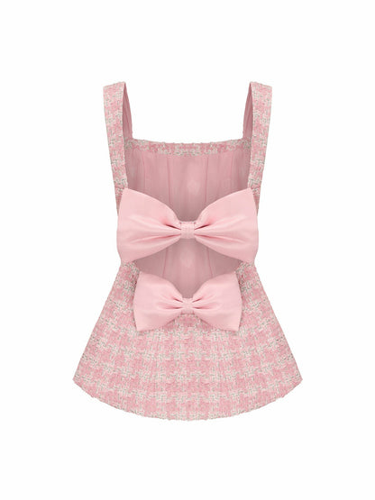 Nana Jacqueline Anabella Bow Top: Pink Top for Brunch Pink Checkered