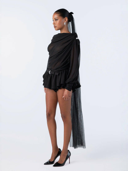 Nana Jacqueline Demi Top: Black Top for Date Night Black