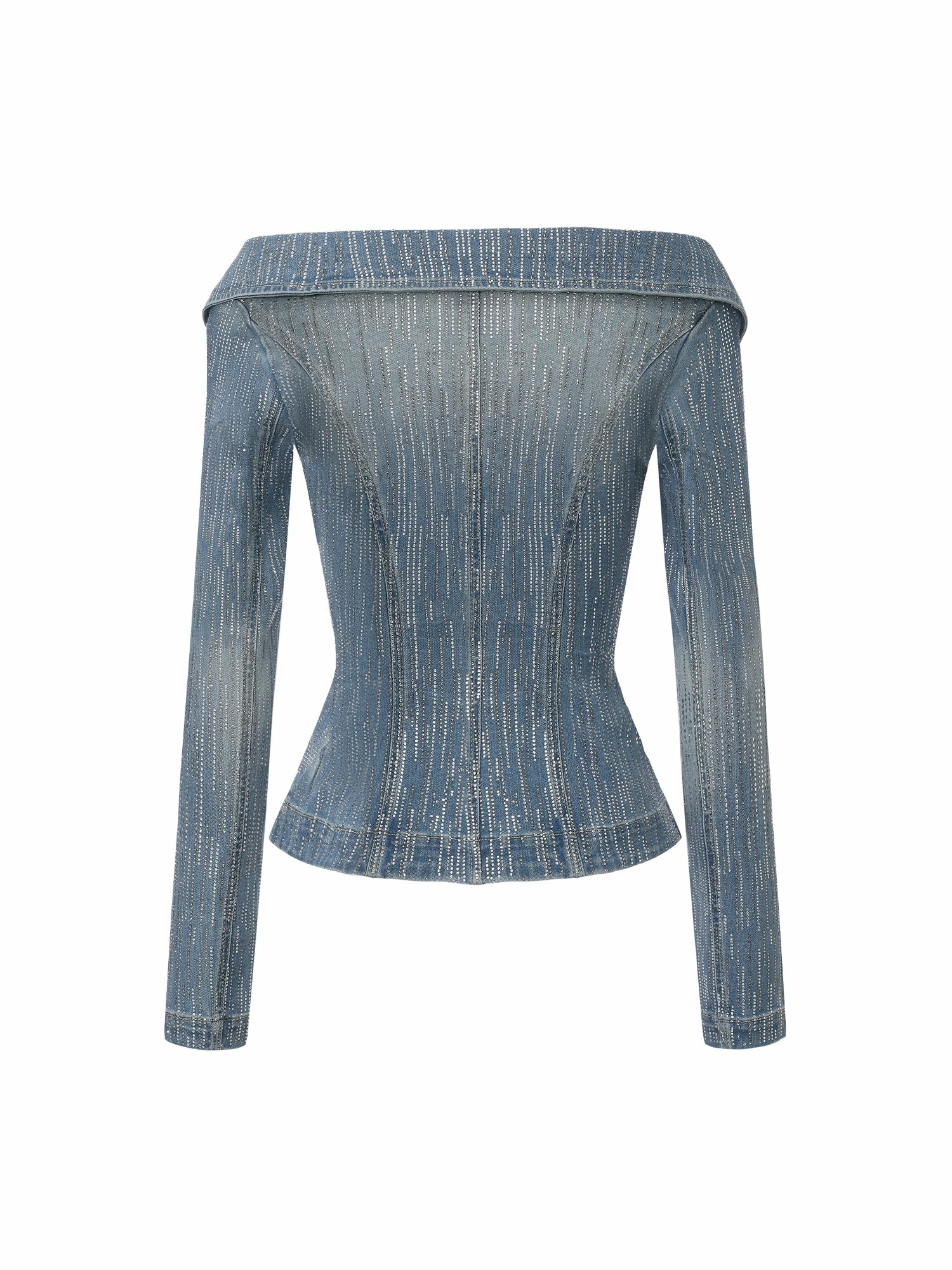 Nana Jacqueline Blue Denim Double-Breasted Top with Crystal Detail Blue
