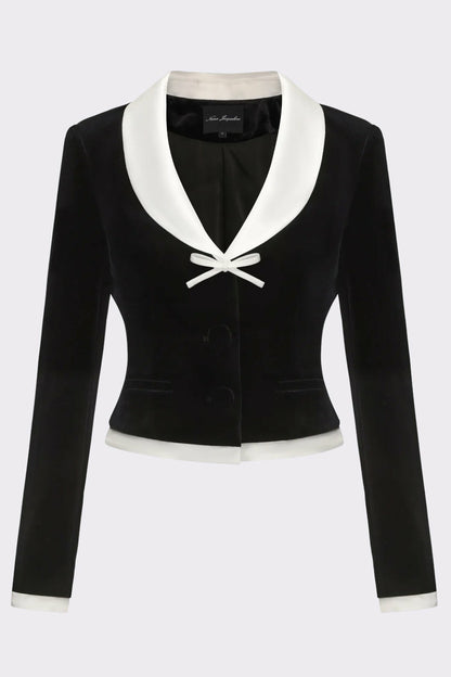 Nana Jacqueline Victoria Velvet Blazer: Black Blazer for Cocktail Party Black