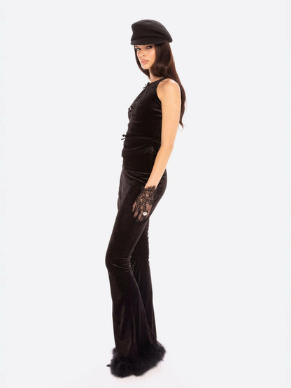 Nana Jacqueline Estelle Velvet Top: Black Velvet Top for Cocktail Party Black