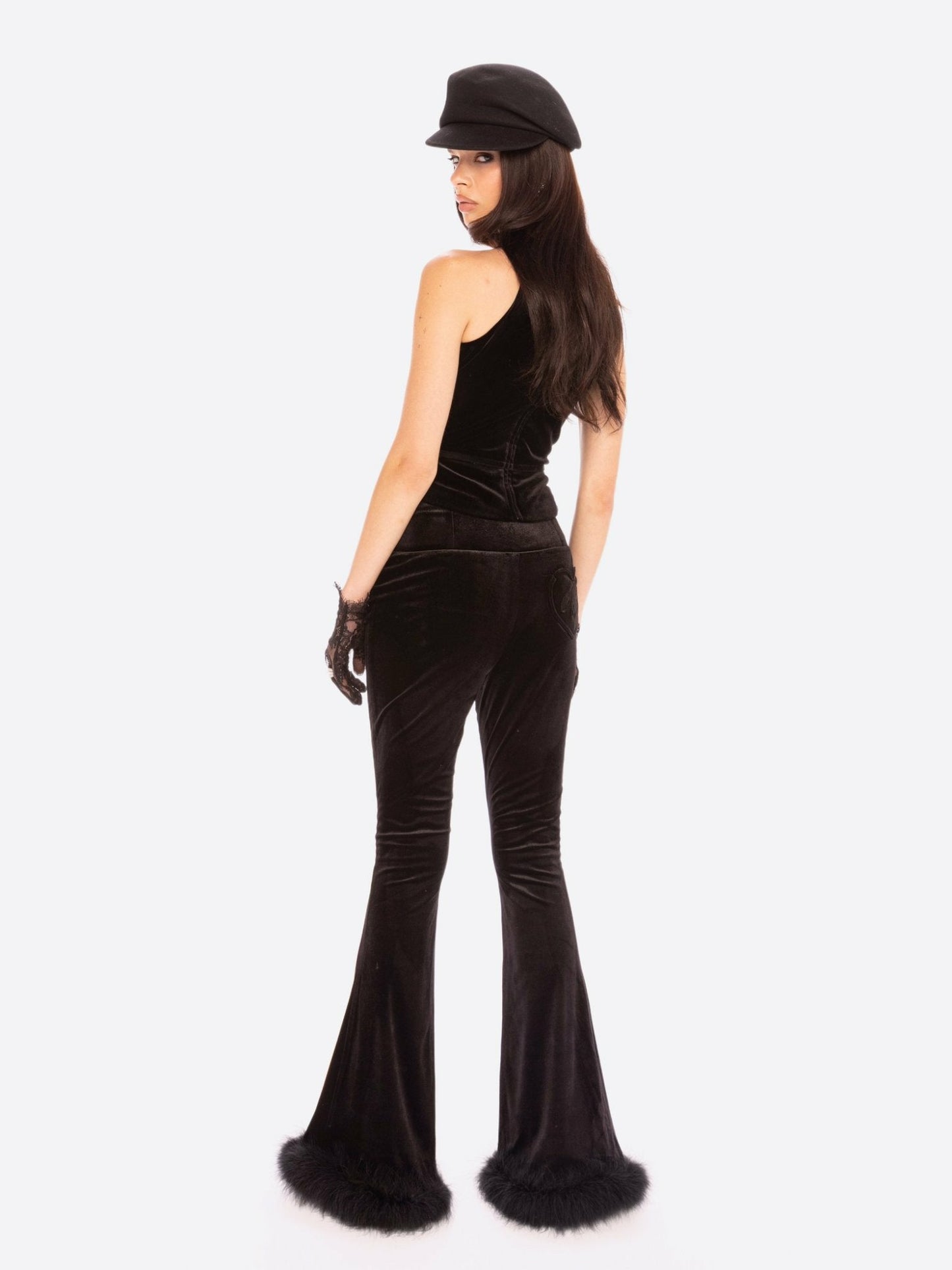 Nana Jacqueline Estelle Velvet Top: Black Velvet Top for Cocktail Party Black