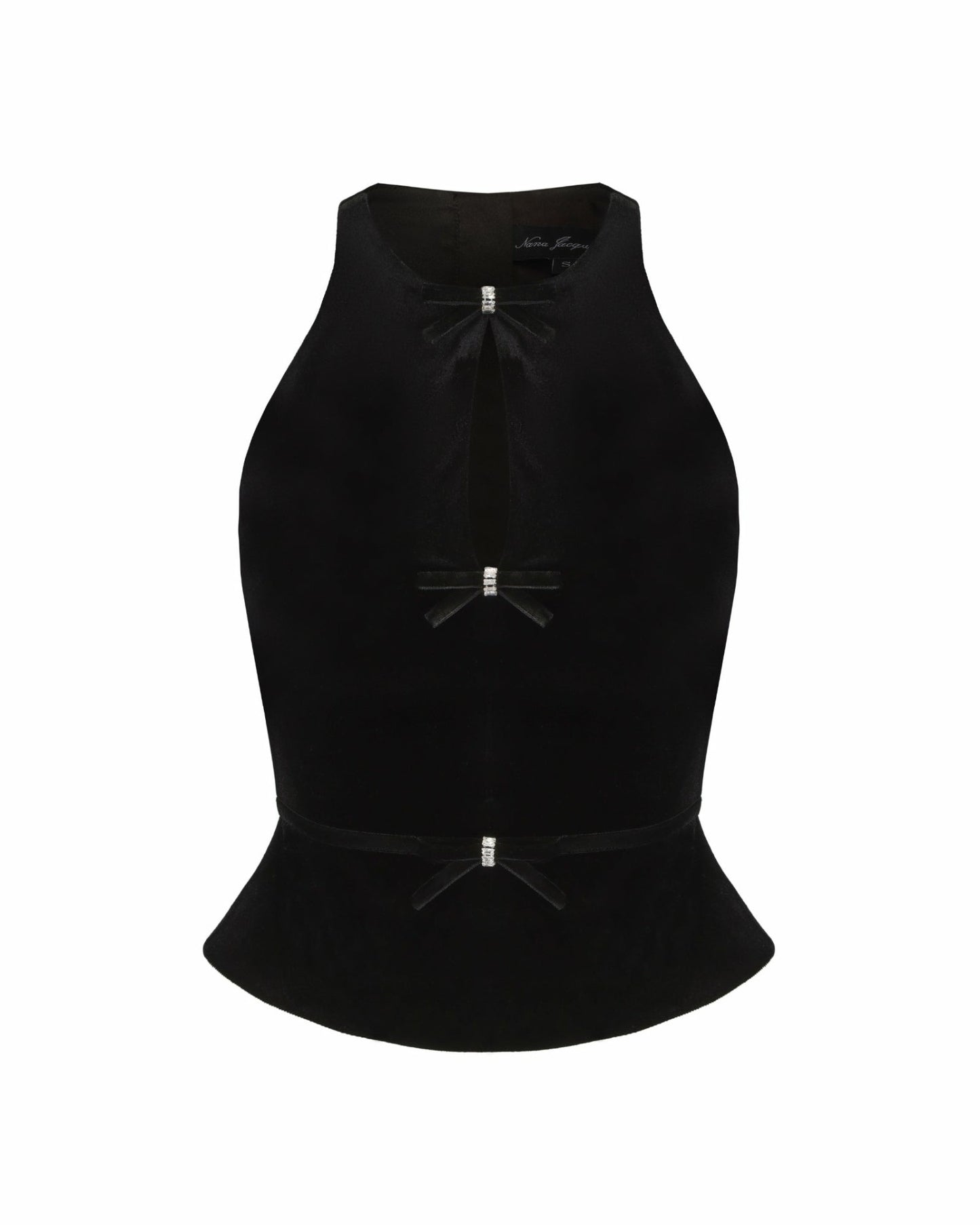 Nana Jacqueline Estelle Velvet Top: Black Velvet Top for Cocktail Party Black