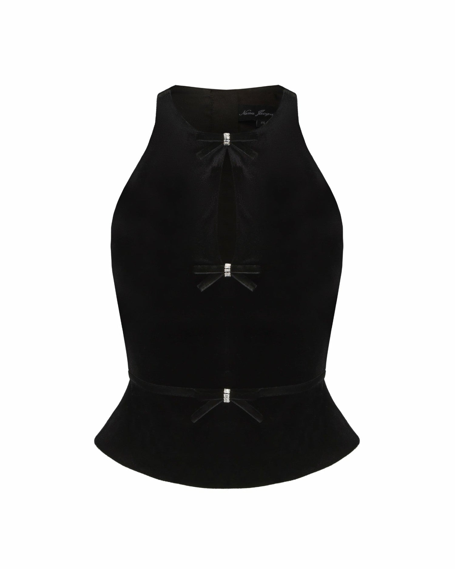 Nana Jacqueline Estelle Velvet Top: Black Velvet Top for Cocktail Party Black