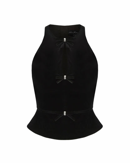 Nana Jacqueline Estelle Velvet Top: Black Velvet Top for Cocktail Party Black