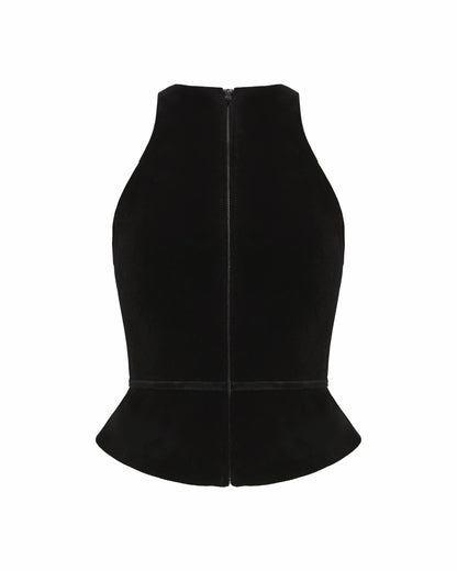 Nana Jacqueline Estelle Velvet Top: Black Velvet Top for Cocktail Party Black