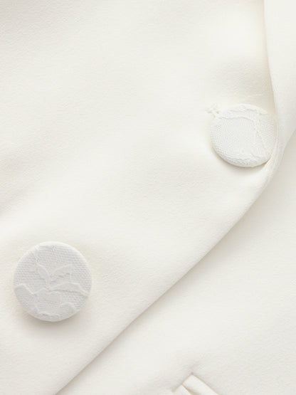 Nana Jacqueline Margot Lace-Trim Peak-Lapel White Blazer White