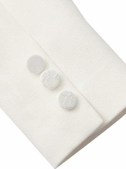 Nana Jacqueline Margot Lace-Trim Peak-Lapel White Blazer White