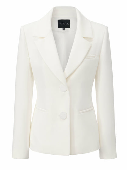 Nana Jacqueline Margot Lace-Trim Peak-Lapel White Blazer White