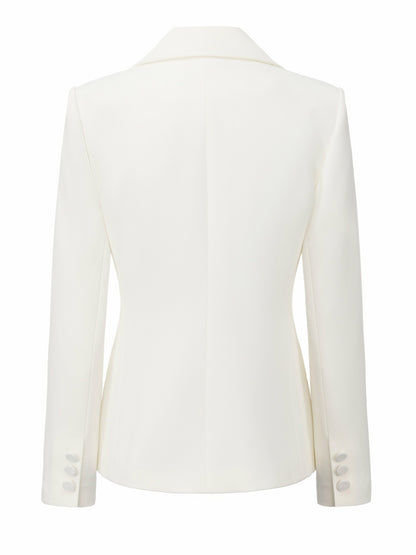 Nana Jacqueline Margot Lace-Trim Peak-Lapel White Blazer White