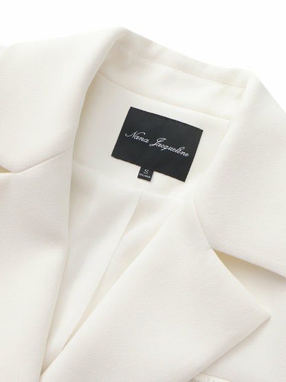 Nana Jacqueline Margot Lace-Trim Peak-Lapel White Blazer White