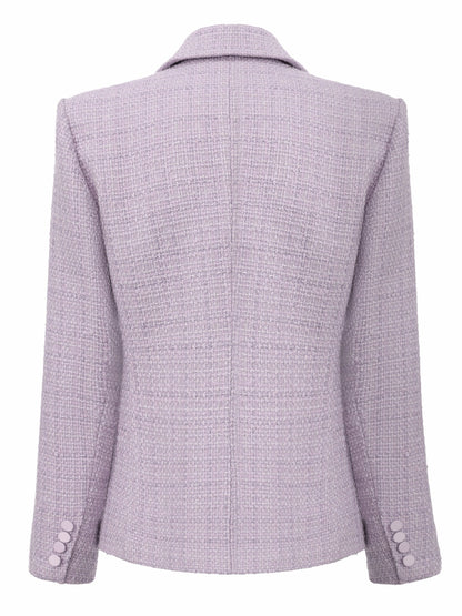Nana Jacqueline Maya Tweed Purple Tailored Structured Blazer Purple