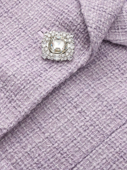 Nana Jacqueline Maya Tweed Purple Tailored Structured Blazer Purple