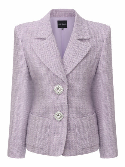 Nana Jacqueline Maya Tweed Purple Tailored Structured Blazer Purple