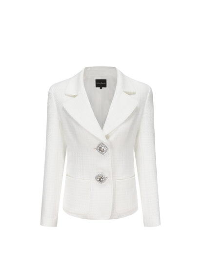 Nana Jacqueline Maya Lapel Suit Jacket: White Suit Jacket for Engagement Party White